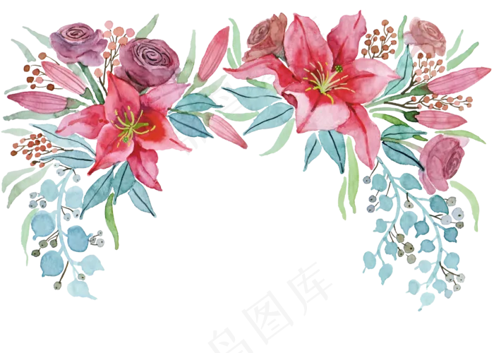 水彩植物百合花底纹(2800X2000(DPI:300))psd模版下载