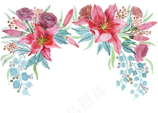 水彩植物百合花底纹