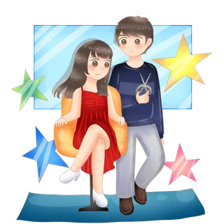 二月二龙剪发的情侣,免抠元素