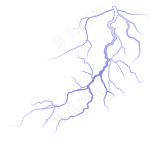 紫色逼真强烈闪电,免抠元素