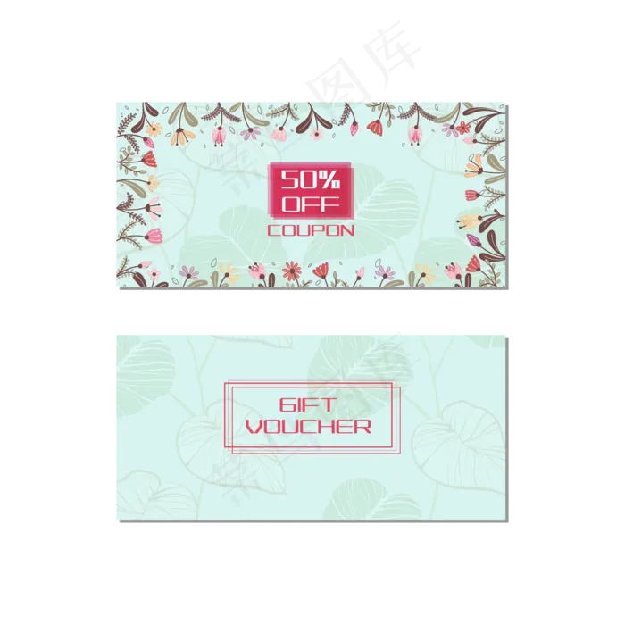 花朵装饰优惠券(2000*2000px 300 dpi )ai矢量模版下载