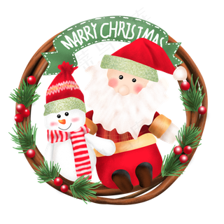 手绘圣诞老人和雪人,免抠元素