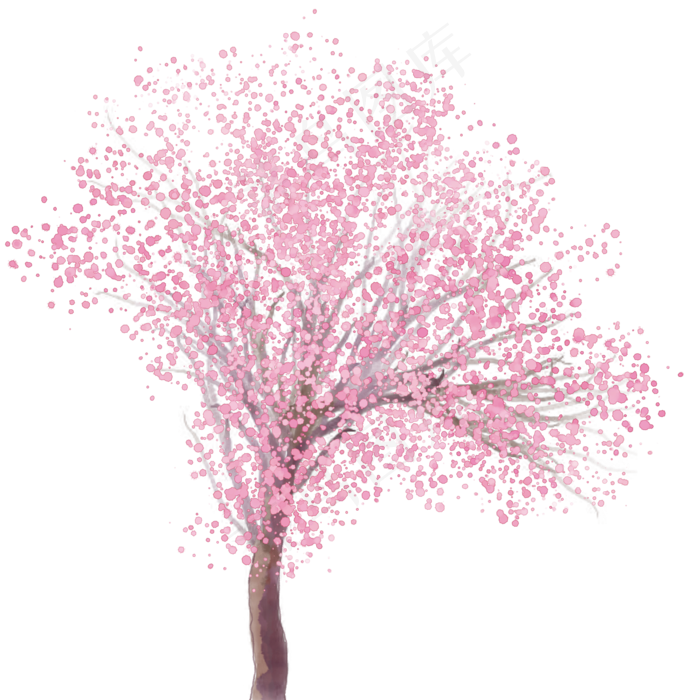 粉色水彩风树木免费下载(2000X2000(DPI:300))psd模版下载