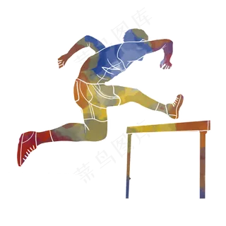 水彩运动跨栏渐变素材