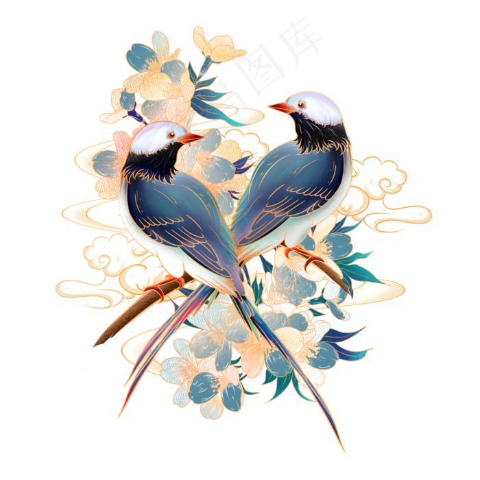 国潮七夕节喜鹊