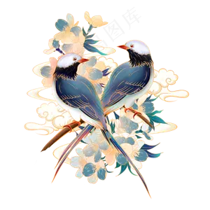 国潮七夕节喜鹊