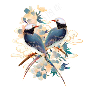 国潮七夕节喜鹊