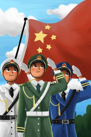 国庆节祖国军人节日爱国升旗