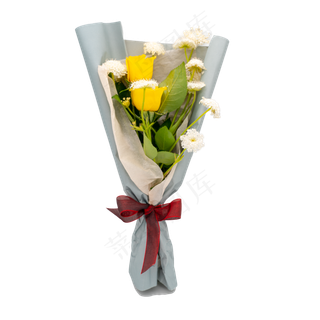 黄玫瑰花束红色蝴蝶结
