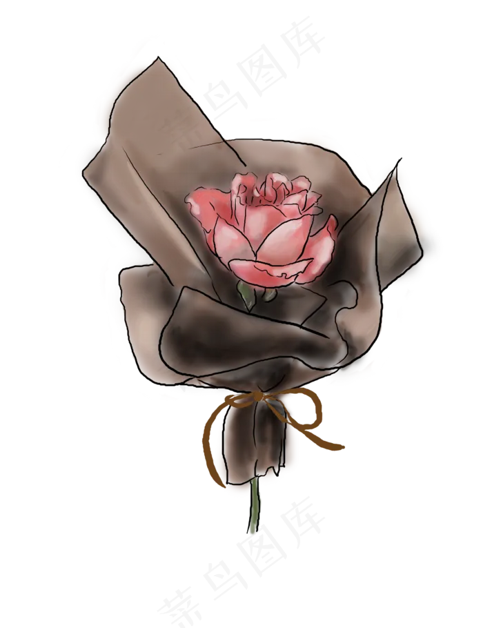 手绘香槟色玫瑰花束(2646X3439(DPI:300))psd模版下载