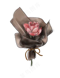 手绘香槟色玫瑰花束