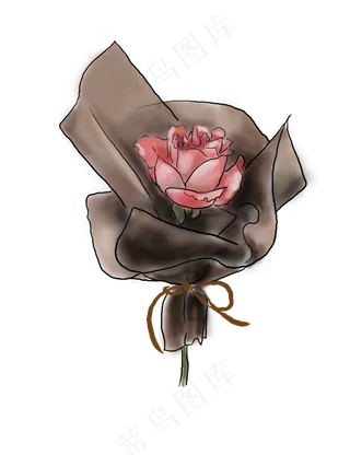 手绘香槟色玫瑰花束