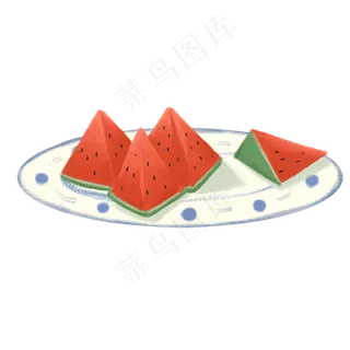 一碟红色的西瓜水果免抠图
