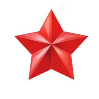 红色立体炫酷五角星,免抠元素