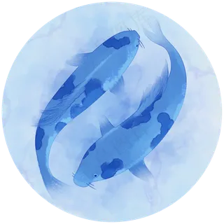 唯美古风青花瓷锦鲤青花鲤鱼手绘,免抠元素