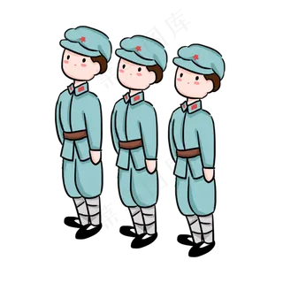 八一建军节革命军人卡通站姿