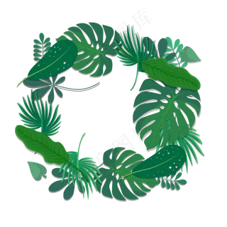 夏日叶子热带植物装饰图案