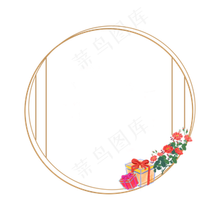 手绘圆形玫瑰边框