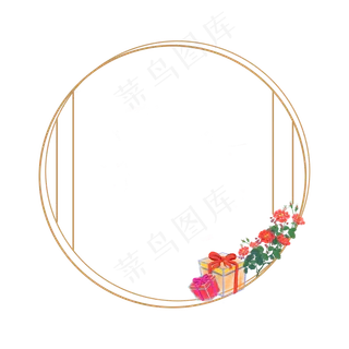 手绘圆形玫瑰边框