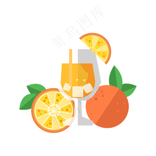 矢量手绘橙子饮品