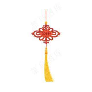 新年元宵红色金色流苏中国结吊坠,免抠元素