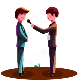 记者采访人物手绘免抠元素