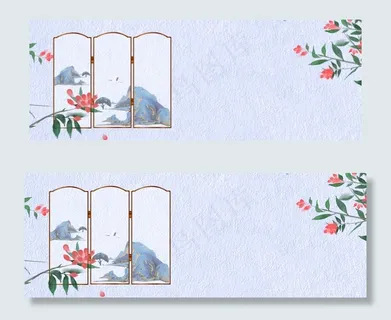古风蓝色质感中国风平面banner