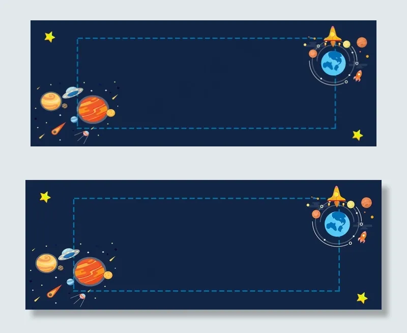 扁平化卡通星球banner(1920*700px 	       )psd模版下载