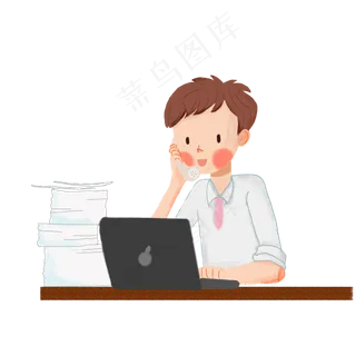 卡通手绘努力奋斗工作的人免费下,免抠元素
