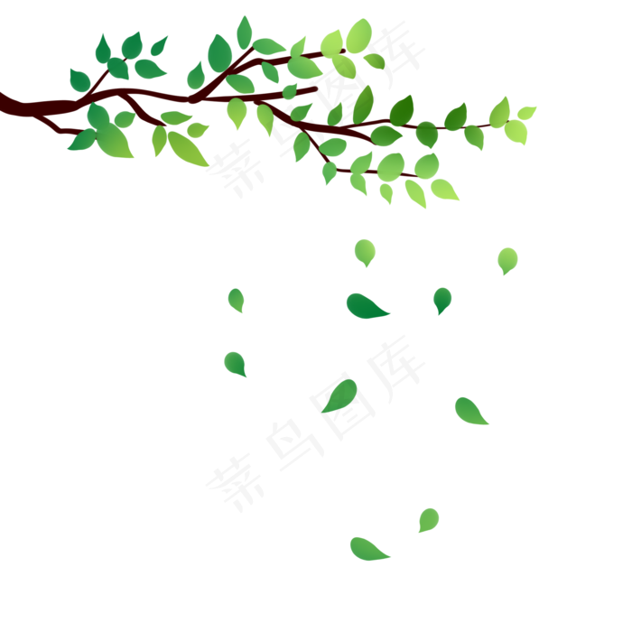 春天树叶飘落元素插画装饰