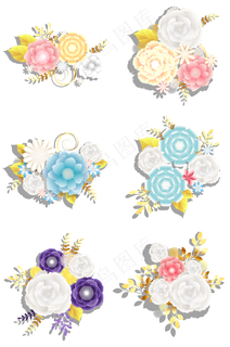 母亲节父亲节彩色写实鲜花立体花