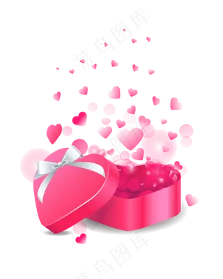 矢量粉色爱心礼盒,免抠元素