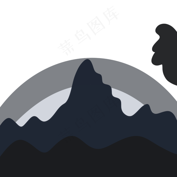 淡蓝色自然风景插画