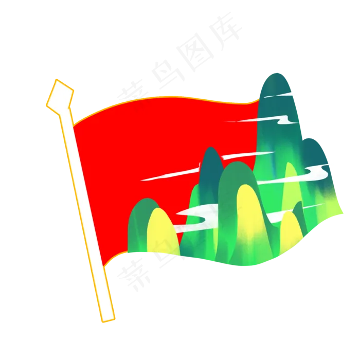 红旗青山云彩建军(2000X2000(DPI:300))psd模版下载