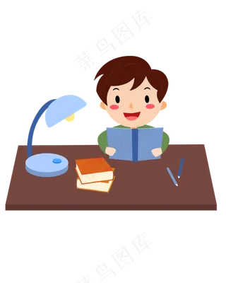 矢量卡通男孩学习,免抠元素