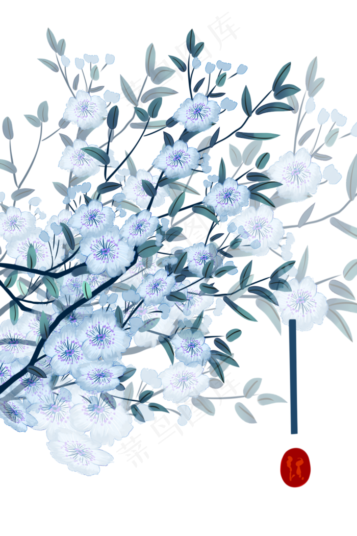 古风花花开蓝星花(1024X1536(DPI:299))psd模版下载