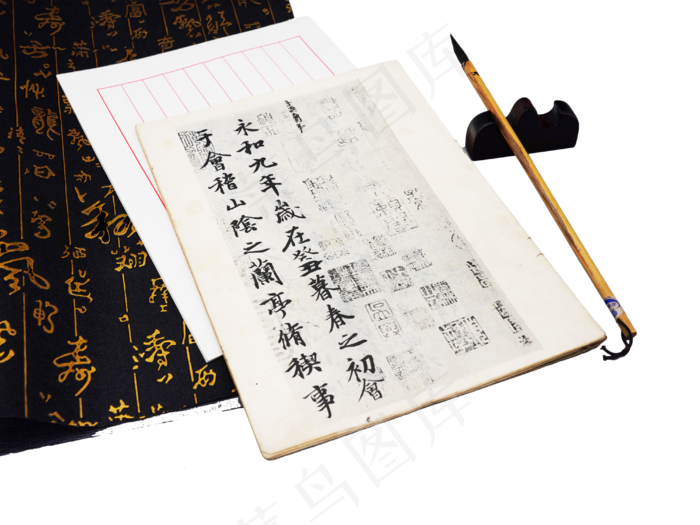 古风毛笔和纸张,免抠元素