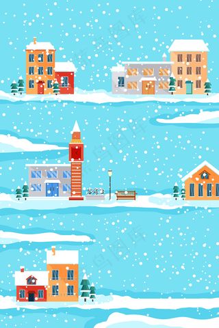 冬天冬季城市下雪