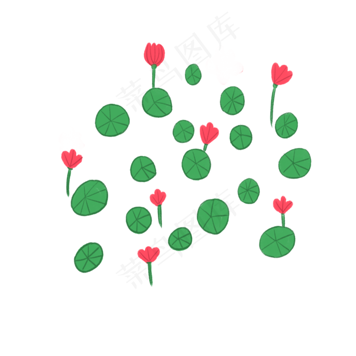 可爱荷花手绘扁平风格(2100X2100(DPI:300))psd模版下载