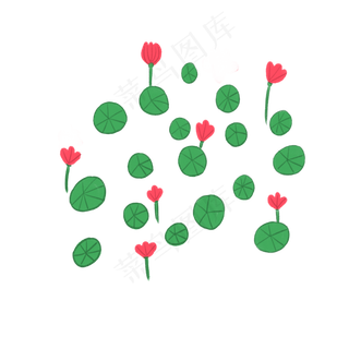 可爱荷花手绘扁平风格