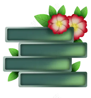 长方形组合报春花标题框