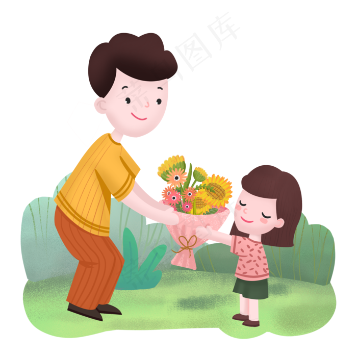 父亲节小孩子送花