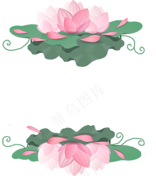 荷花边框手绘免扣