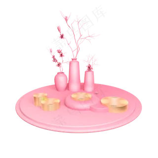 创意三个花瓶舞台,免抠元素