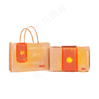 黄色的年货手提袋,免抠元素