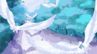 夏景蓝色唯美卡通夏日立夏空中飞鸟