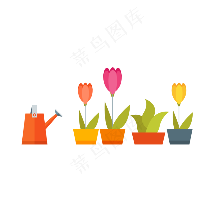 浇花壶和花卉png