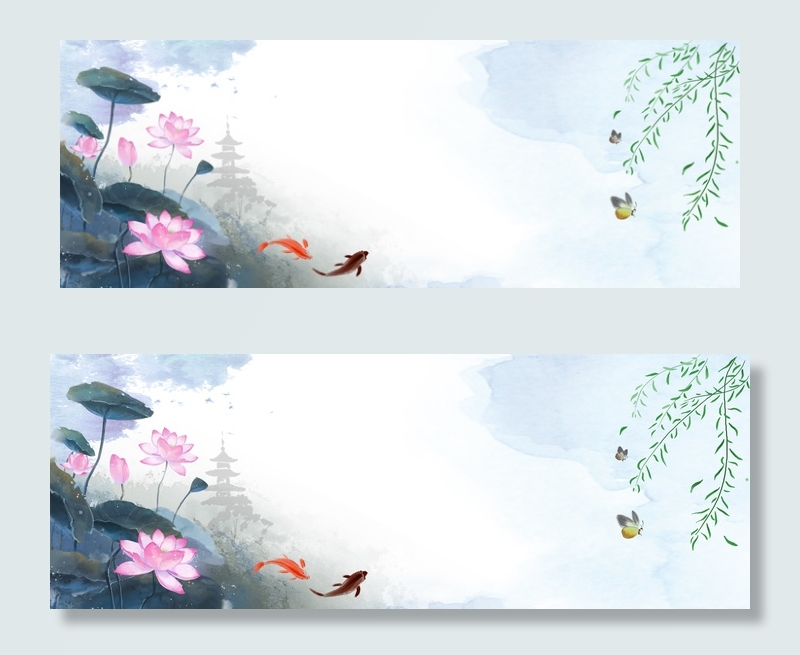 文艺清新花卉虫鱼电商淘宝banner