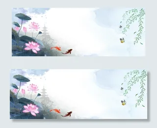 文艺清新花卉虫鱼电商淘宝banner