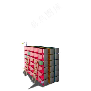 书架c4d卡通建模,免抠元素